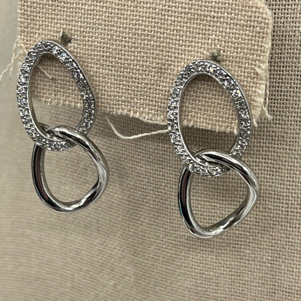 Vintage Sterling Silver Dangle Earrings with Brilliant Sparkle - Picture 7 of 15